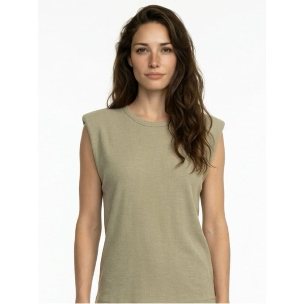 FOREVER 21 | Green Waffle Knit Structured Shoulder Top Women’s Size Medium